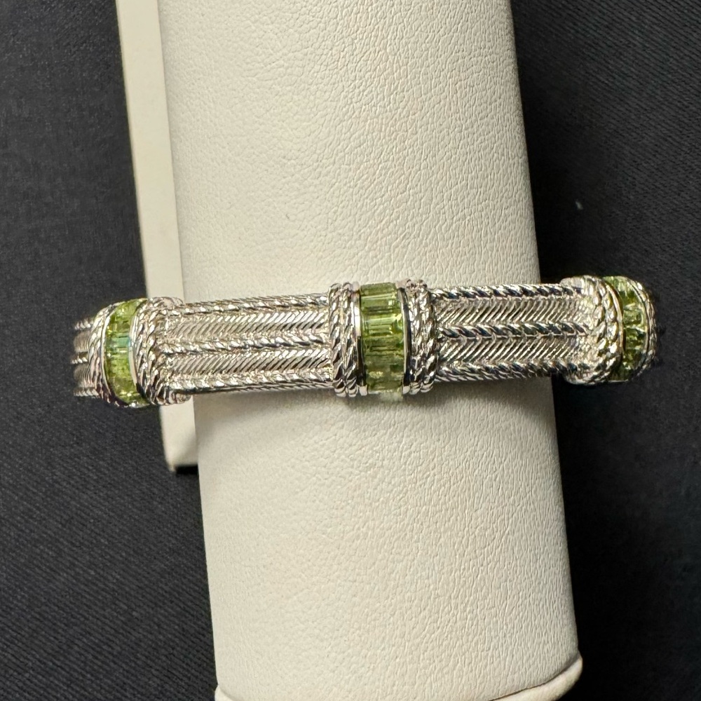 Judith Ripka Sterling Silver and Peridot Bangle Bracelet